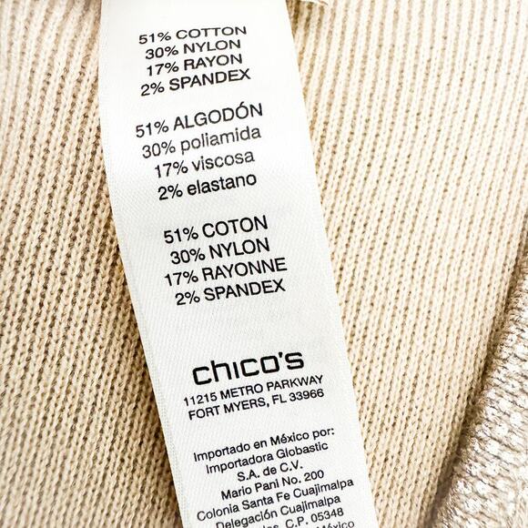 Chico's Embossed Patterned Open Long Sleeveless Cardigan Tan Gold Size 3 - Picture 4 of 6